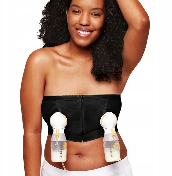 Žindymo liemenėlė Medela Hands-Free Pumping bustjė juoda, prisitaikantis tamprus audinys, be petnešėlių