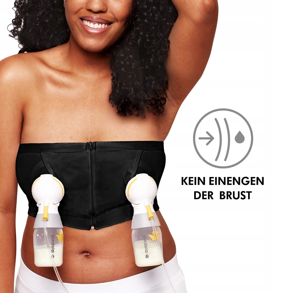 Žindymo liemenėlė Medela Hands-Free Pumping bustjė juoda, prisitaikantis tamprus audinys, be petnešėlių