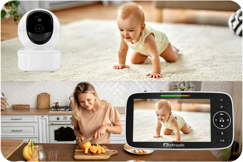 Zintronic Rotary Electronic Baby Monitorius 5" kamera + ekranas tiesioginis vaizdas