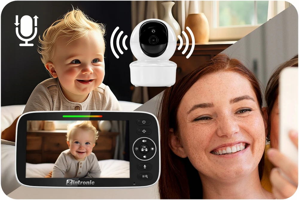 Zintronic Rotary Electronic Baby Monitorius 5" kamera + ekranas tiesioginis vaizdas