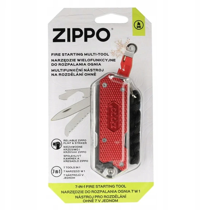 Zippo Fire Starting Multi-Tool - kišeninis peilis su ugnies užvedimu, raudonas