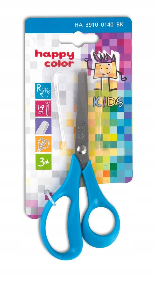 Žirklės kairiarankiams vaikams 14 cm lizdinė plokštelė Happy Color