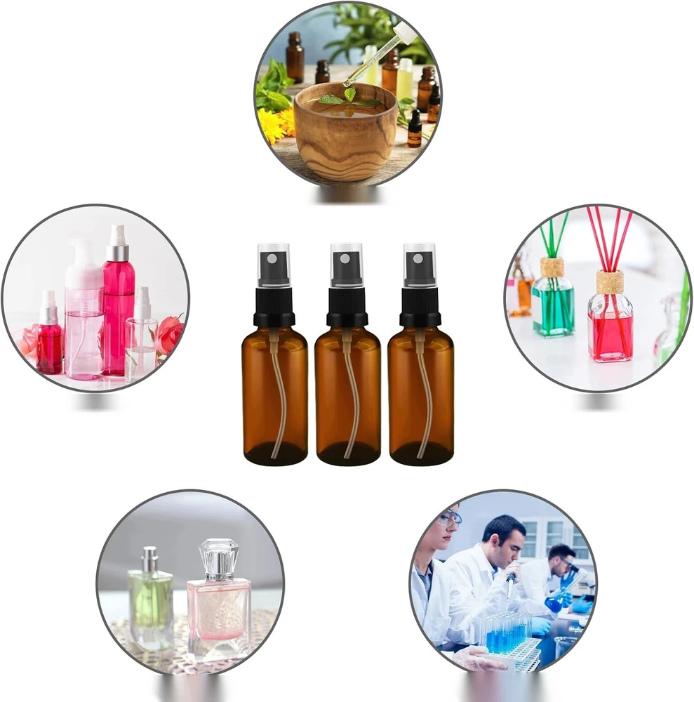 Ziyao 3X50 ml RUDO STIKLO BUTELIAI SU PURŠKTUVO RINKINYS FONDAIS
