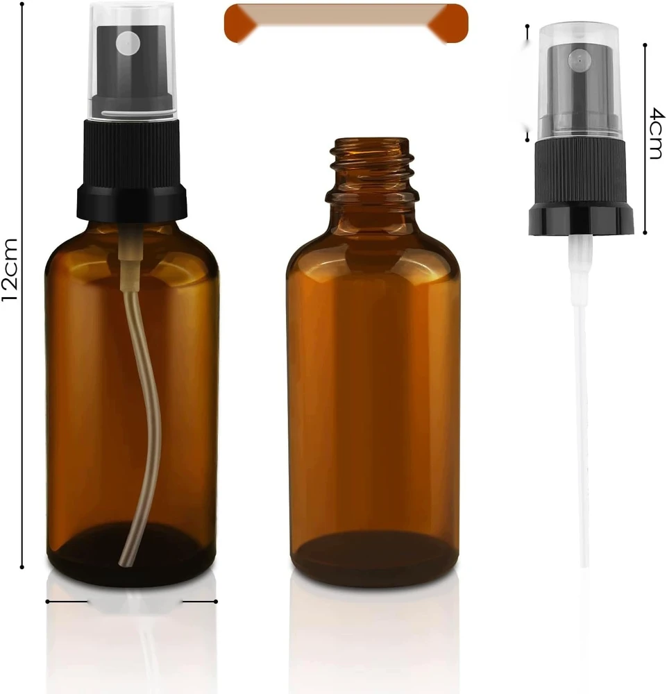 Ziyao 3X50 ml RUDO STIKLO BUTELIAI SU PURŠKTUVO RINKINYS FONDAIS