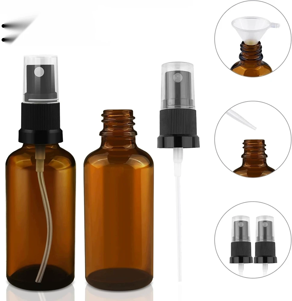 Ziyao 3X50 ml RUDO STIKLO BUTELIAI SU PURŠKTUVO RINKINYS FONDAIS