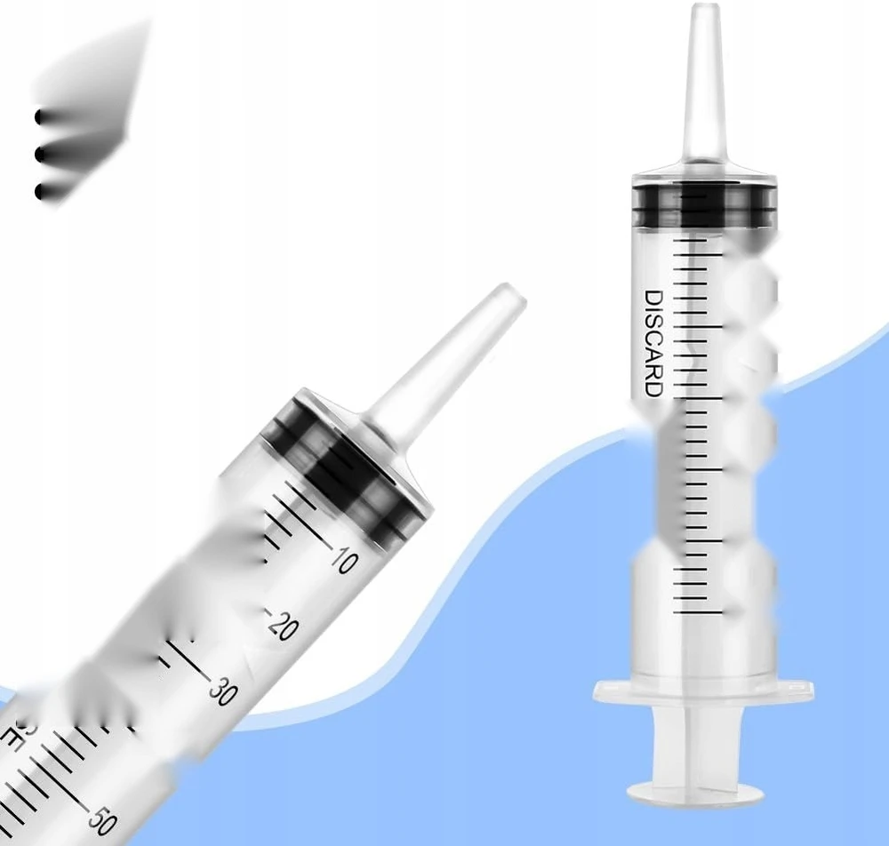 ZIYAO 60ml ŠVIRKŠTAS 2 VIENETAI DAUGkartinio naudojimo DIDELIS PLASTIKAS SU KATETERIU