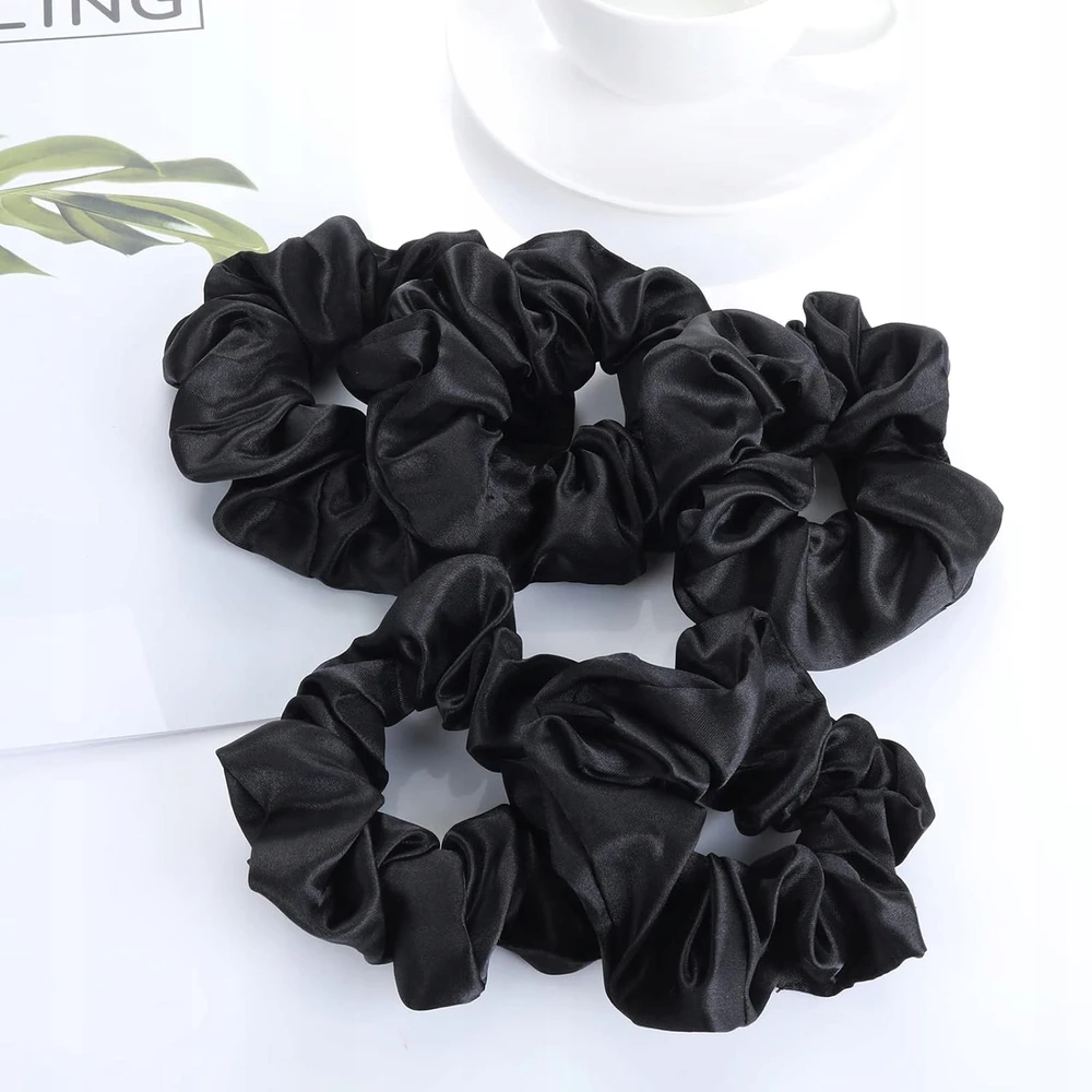 Ziyao GUMĖS 5 Vnt. SATININIAI JUODAI ELASTINIAI PLAUKŲ PRIEDAI DELICATE