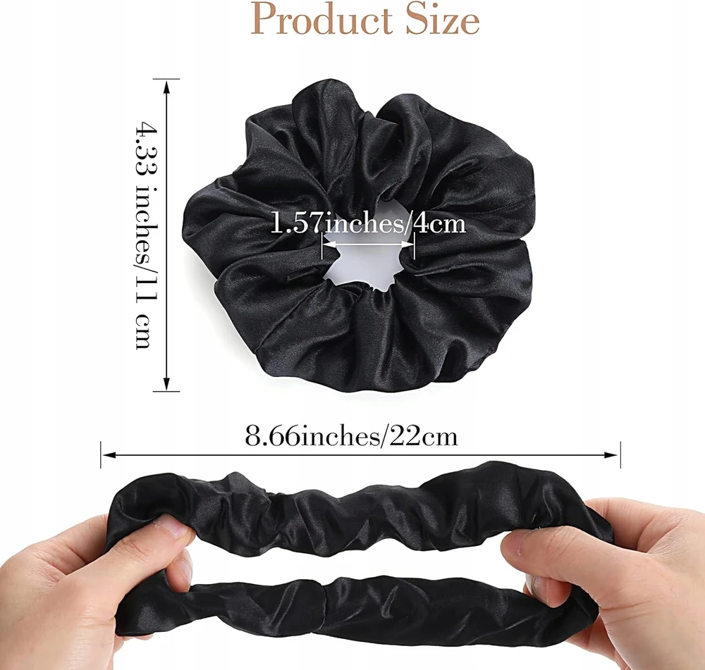 Ziyao GUMĖS 5 Vnt. SATININIAI JUODAI ELASTINIAI PLAUKŲ PRIEDAI DELICATE