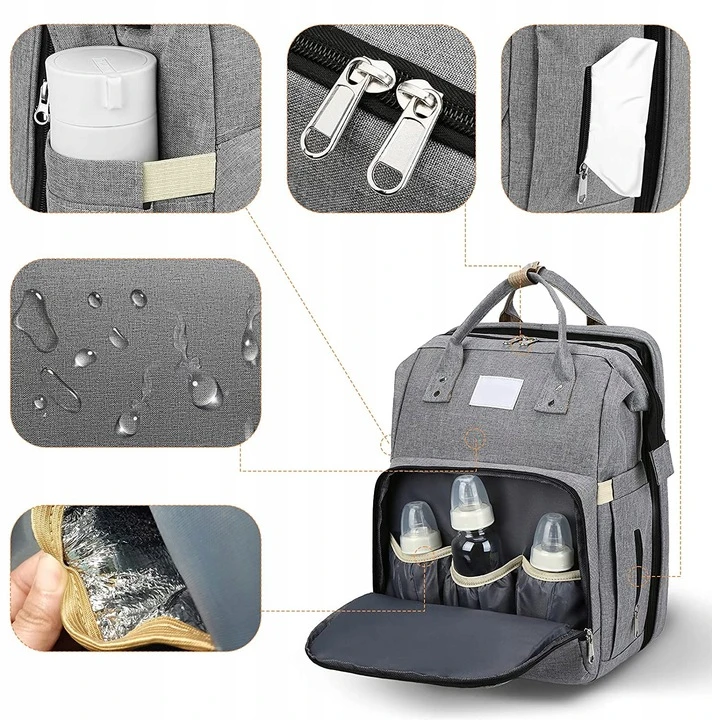 Zlaro Kuprinė MAMY składany Lovytė Turystyczne Krepšys Kojec USB Organizer 5w1