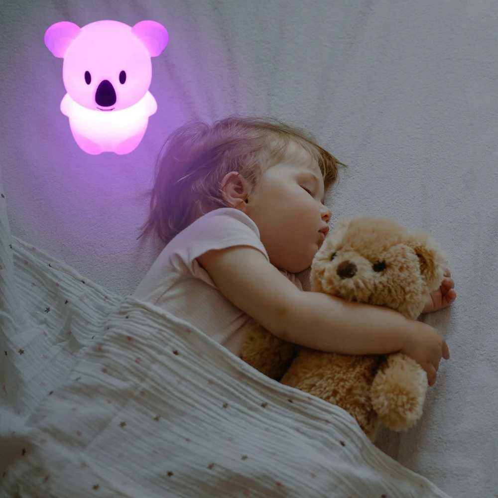 Zolta Silikoninė naktinė lempa vaikams, švelnios spalvos, RGB LED USB, xxl + pultelis