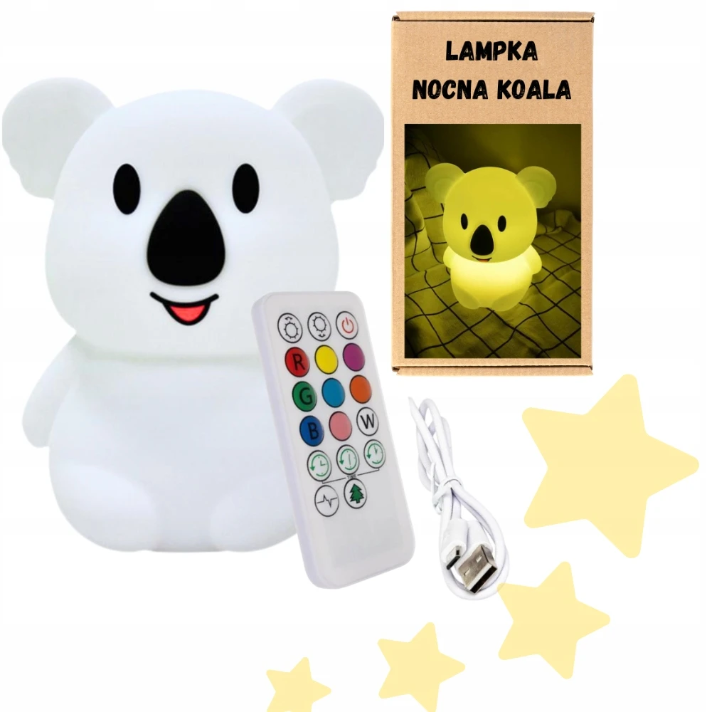 Zolta Silikoninė naktinė lempa vaikams, švelnios spalvos, RGB LED USB, xxl + pultelis