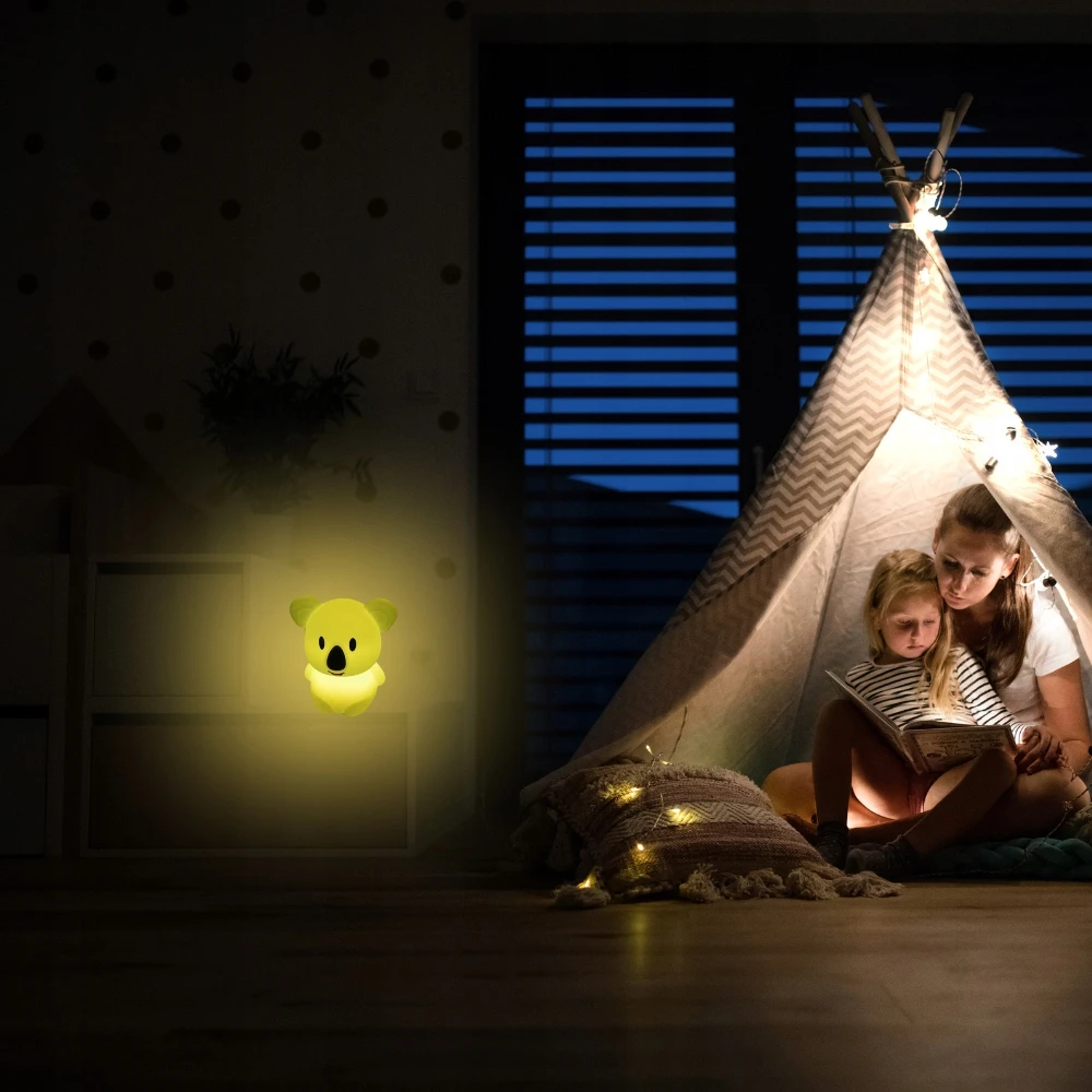 Zolta Silikoninė naktinė lempa vaikams, švelnios spalvos, RGB LED USB, xxl + pultelis