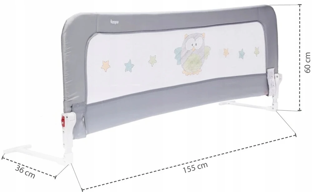 ZOPA apsauginis turėklas Monna Griffin Pilkas lovai 155 x 60 cm pilka