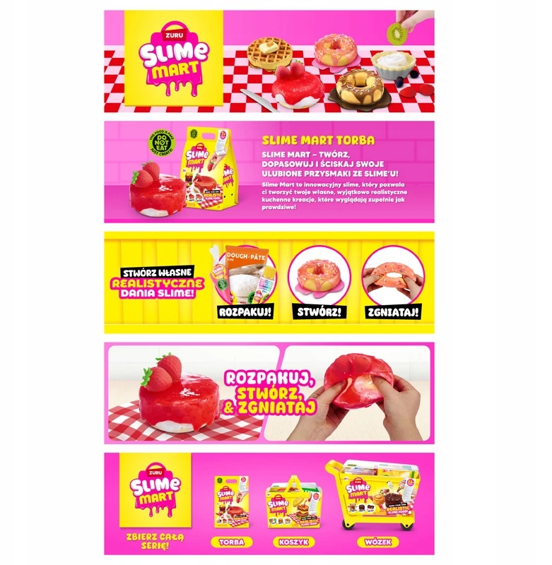 ZURU SLIME MART MAŽAS PIRKINIŲ MAIŠELIS DESERTAS S1 „pasidaryk pats“ GLUTEK RINKINYS DESERTAI Vafliai