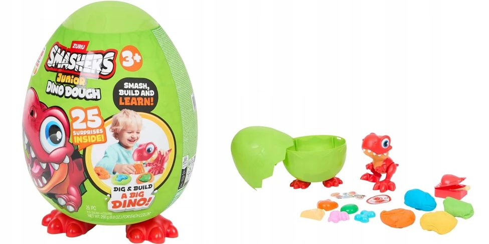 ZURU Smashers Junior Dino Dough Dinozauras su žaidimo tešla Egg XXL