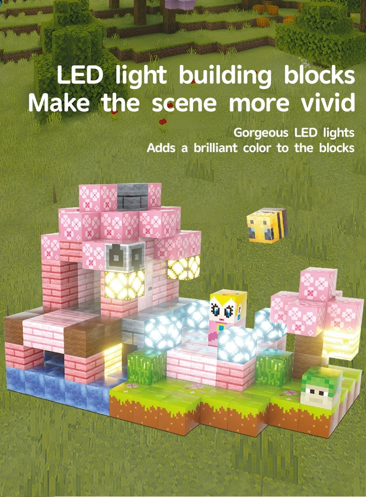 Zurysyr MAGNETINIAI KLUOKLIAI VAIKŲ ŽAISLŲ RINKINYS 180 VNT + 8 LED ŠVIESOS BLOKELIAI