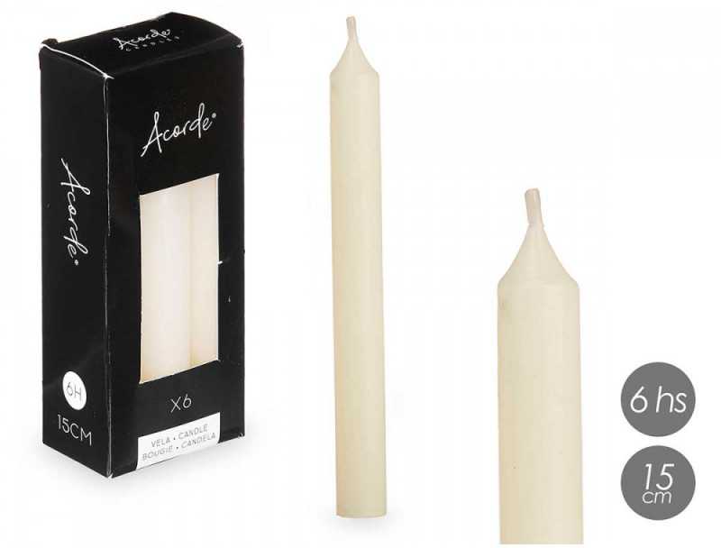 Atmosphera Žvakės 6 vnt D2xH15 cm kreminės spalvos Acorde 92415