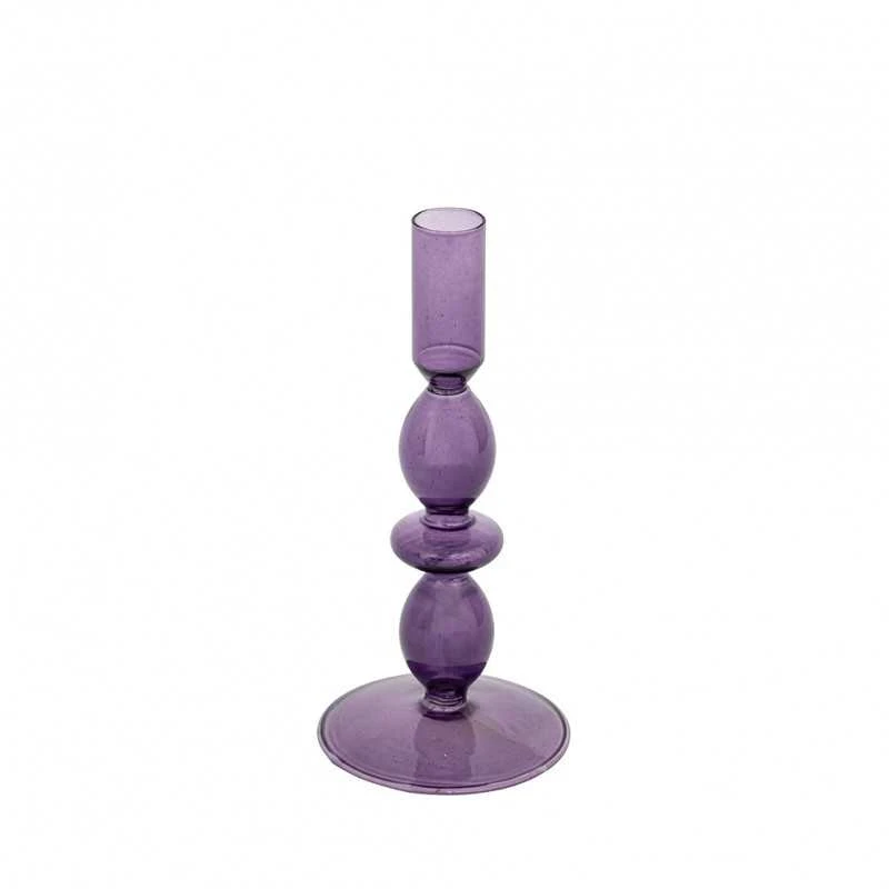 Žvakidė violetinė stiklinė D9xH19,5 cm Atmosphera 193778A