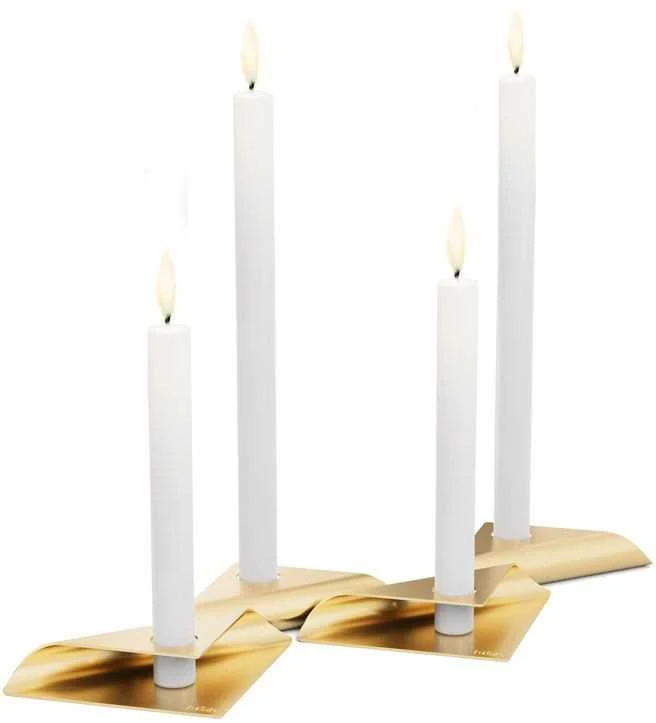 Žvakių laikiklių rinkinys HOFATS SQUARE CANDLE Auksinis, 4 vnt.