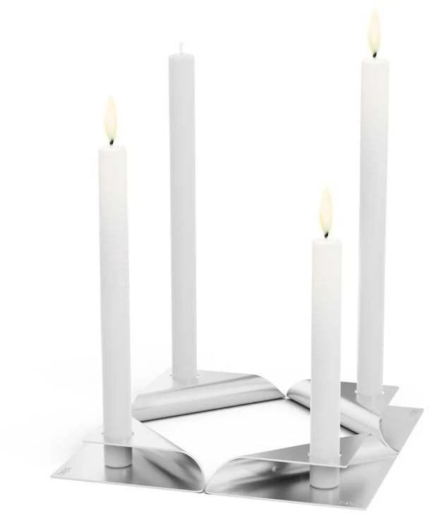 Žvakių laikiklių rinkinys HOFATS SQUARE CANDLE Sidabrinis, 4 vnt.