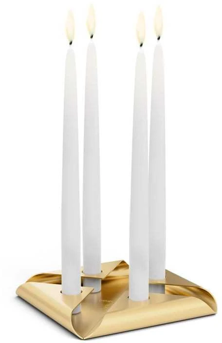 Žvakių laikiklių rinkinys HOFATS SQUARE CANDLE Auksinis, 4 vnt.