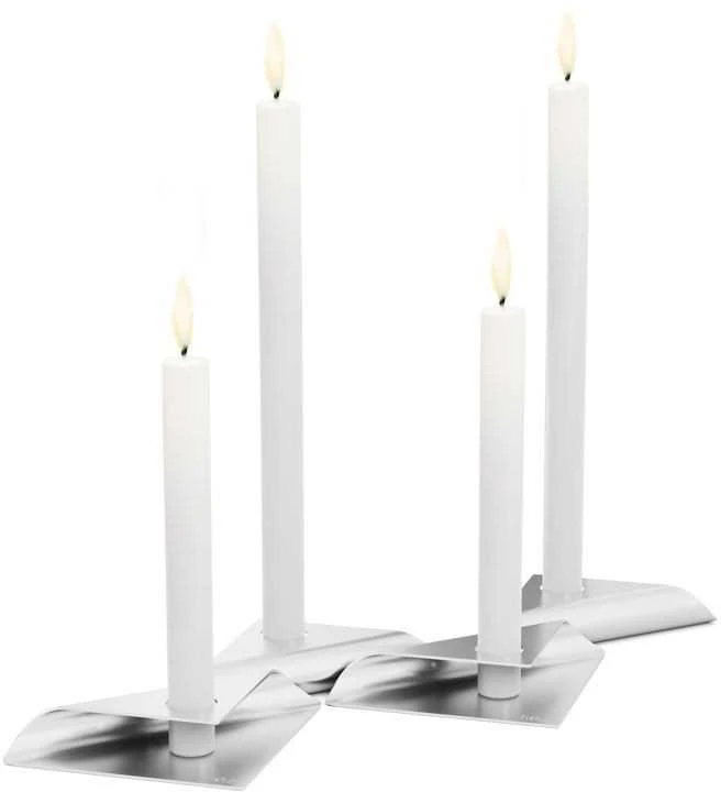 Žvakių laikiklių rinkinys HOFATS SQUARE CANDLE Sidabrinis, 4 vnt.