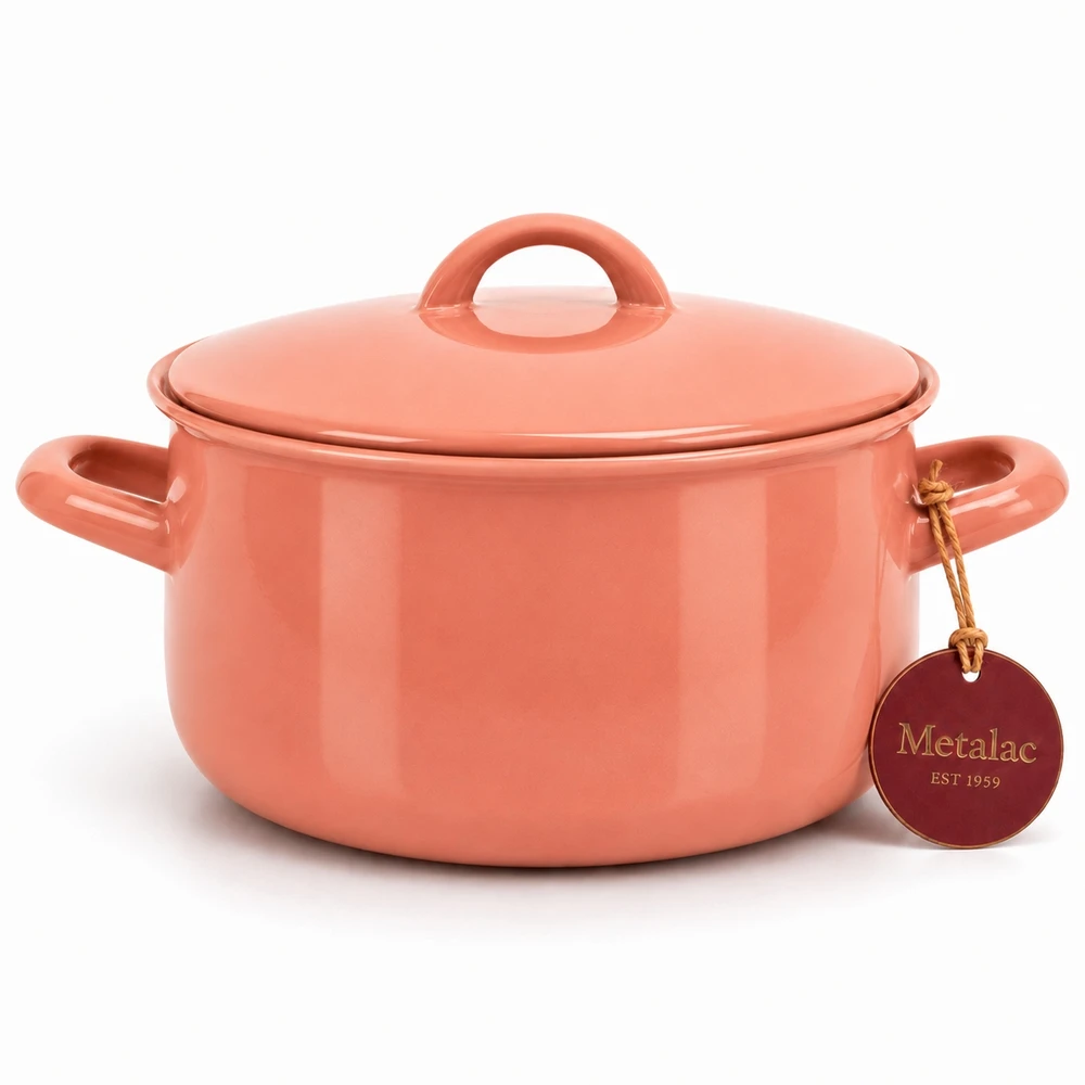 Zwieger Emaliuotas puodas su dangteliu Žemas 24cm 4,75L Metalac Mocha Mousse