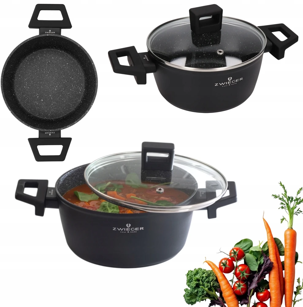 ZWIEGER FORTE PUODAS 3 L SU DANGIU 20 CM Juodas INDUKCINIS ALUMINIUMAS