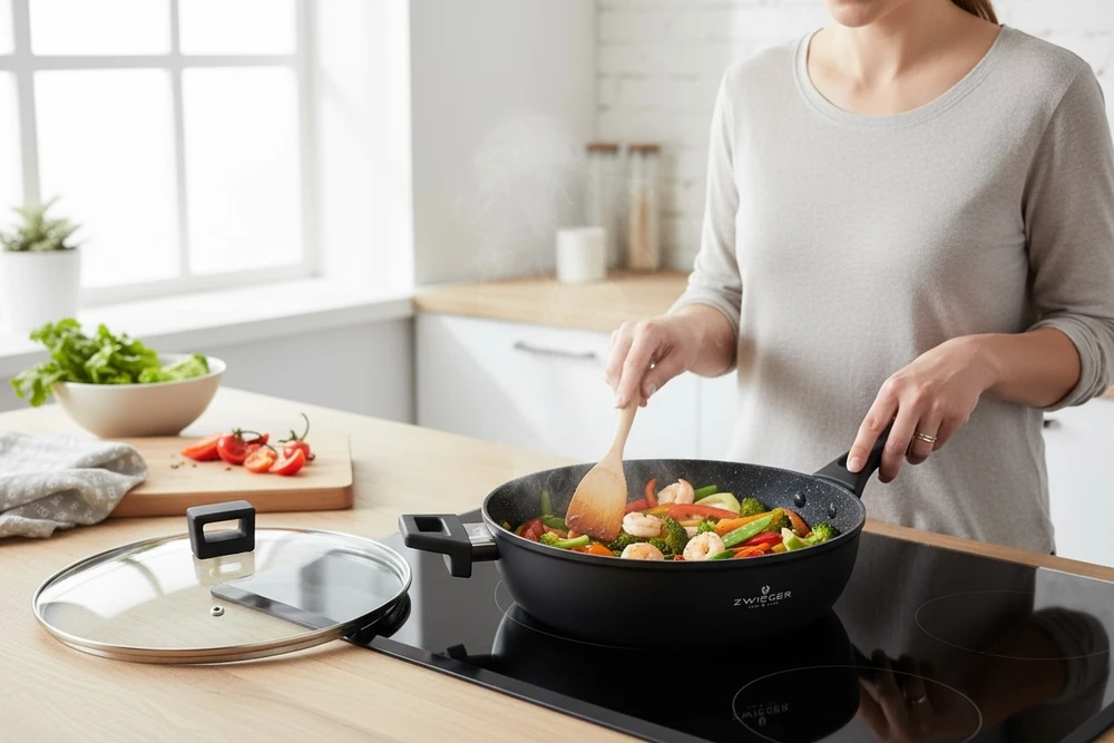 ZWIEGER FORTE PUODAS 3,8 L SU DANGIU 28 CM Juodas INDUKCINIS ALUMINIUMAS
