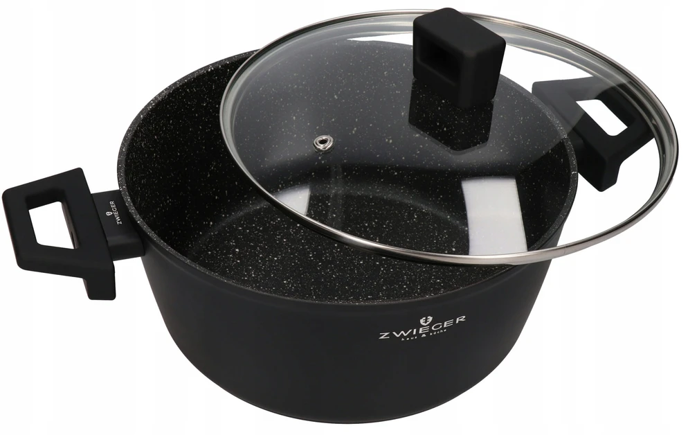 ZWIEGER FORTE PUODAS 4,5 L SU DANGIU 24 CM Juodas INDUKCINIS ALUMINIUMAS