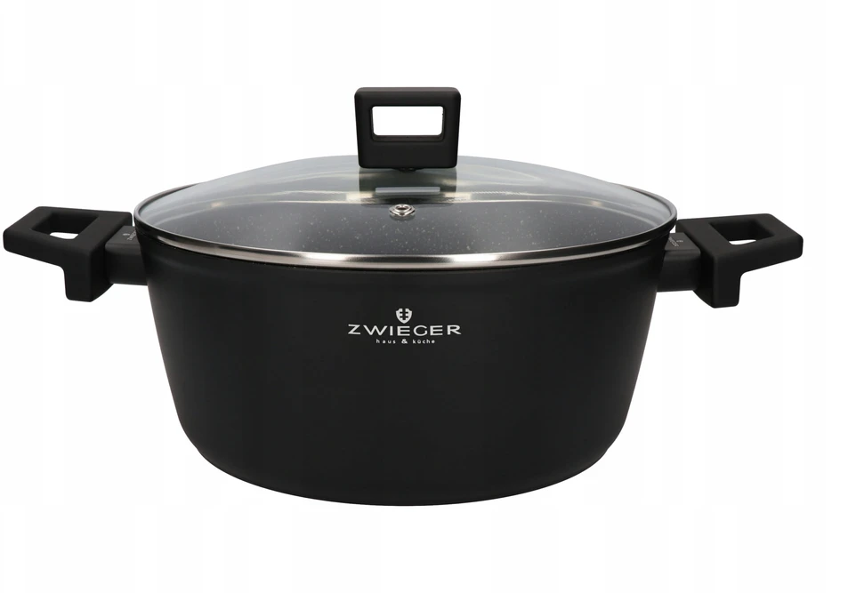 ZWIEGER FORTE PUODAS 4,5 L SU DANGIU 24 CM Juodas INDUKCINIS ALUMINIUMAS