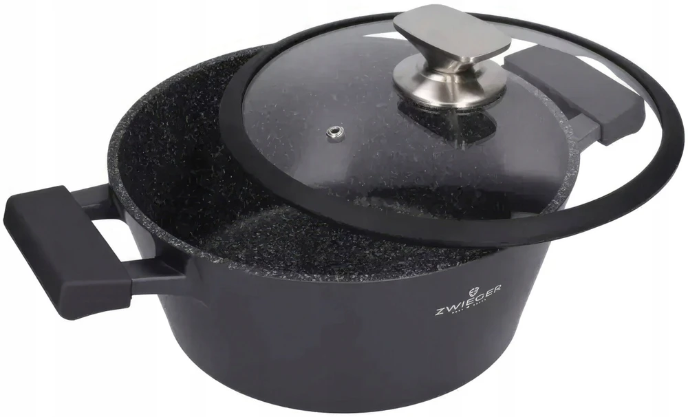 Zwieger Juodas Stone aliuminio puodas 20cm Greblon neprideganti danga