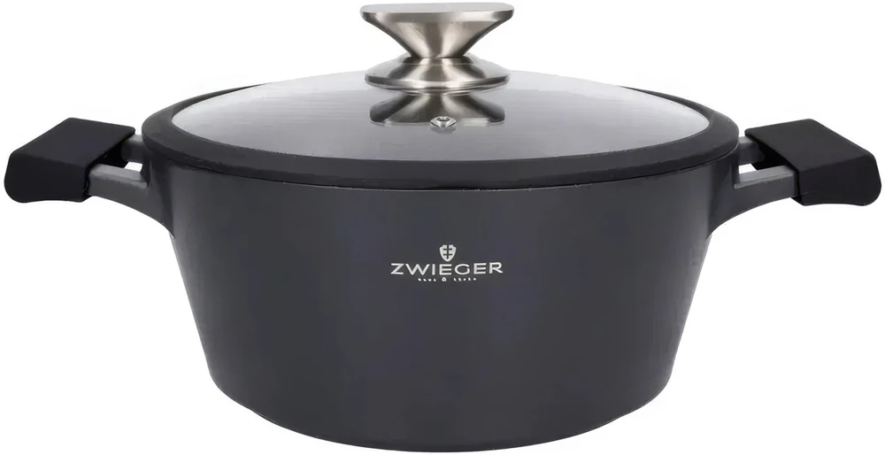 Zwieger Juodas Stone aliuminio puodas 20cm Greblon neprideganti danga