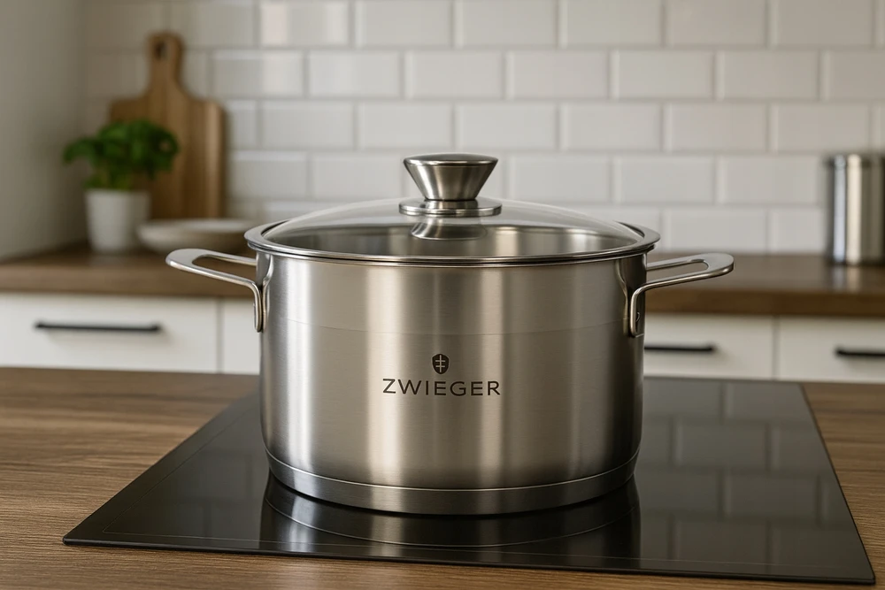 ZWIEGER PLIENINIS PUODAS SU Nelipniu dangteliu INDUKCINĖS DUJOS CALDO 28CM 7,4 L
