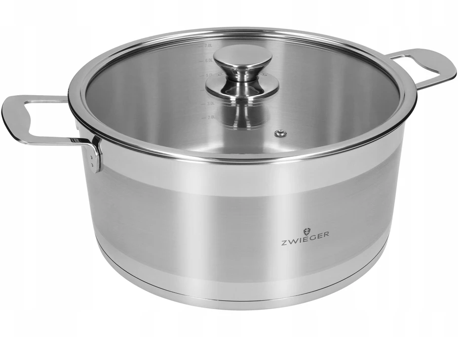 ZWIEGER PLIENINIS PUODAS SU Nelipniu dangteliu INDUKCINĖS DUJOS CALDO 28CM 7,4 L