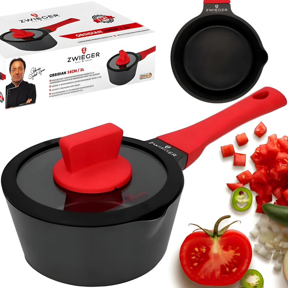 ZWIEGER SAUGUS PUODAS SU DANČIU ALUMINIUMINIS NELIPAUS INDUKCINIS OBSIDIANAS 16cm 1,1 L