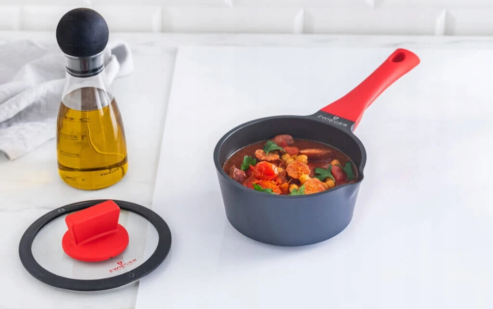 ZWIEGER SAUGUS PUODAS SU DANČIU ALUMINIUMINIS NELIPAUS INDUKCINIS OBSIDIANAS 16cm 1,1 L