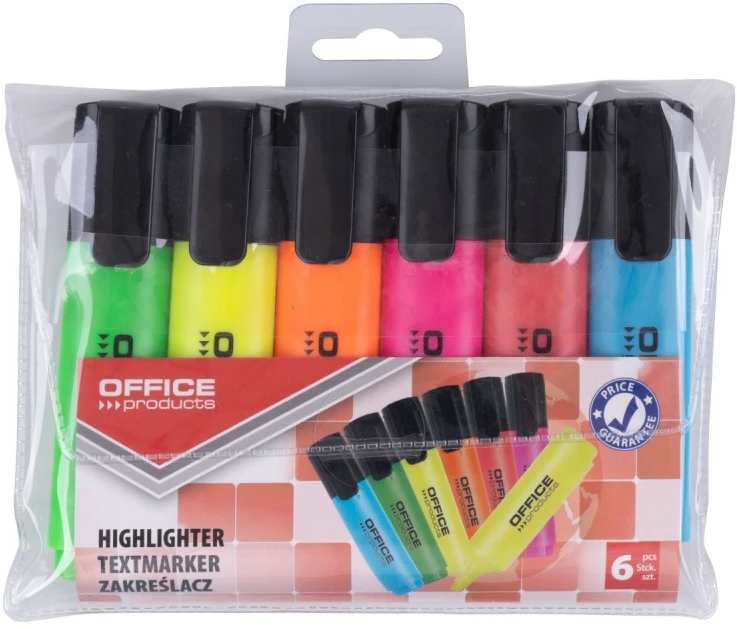 Žymekliai Office Products, 6 spalvų rinkinys
