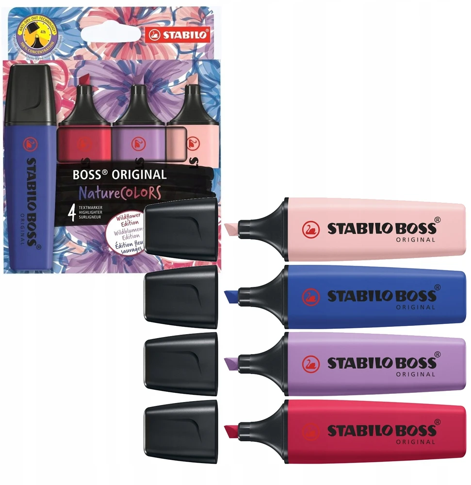 Žymekliai Stabilo Boss Naturecolors Wildflower, 4 naujos spalvos