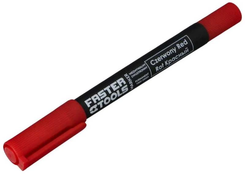 Žymeklis dvipusis permanentinis Faster Tools Raudonas 1.2mm/0.6mm