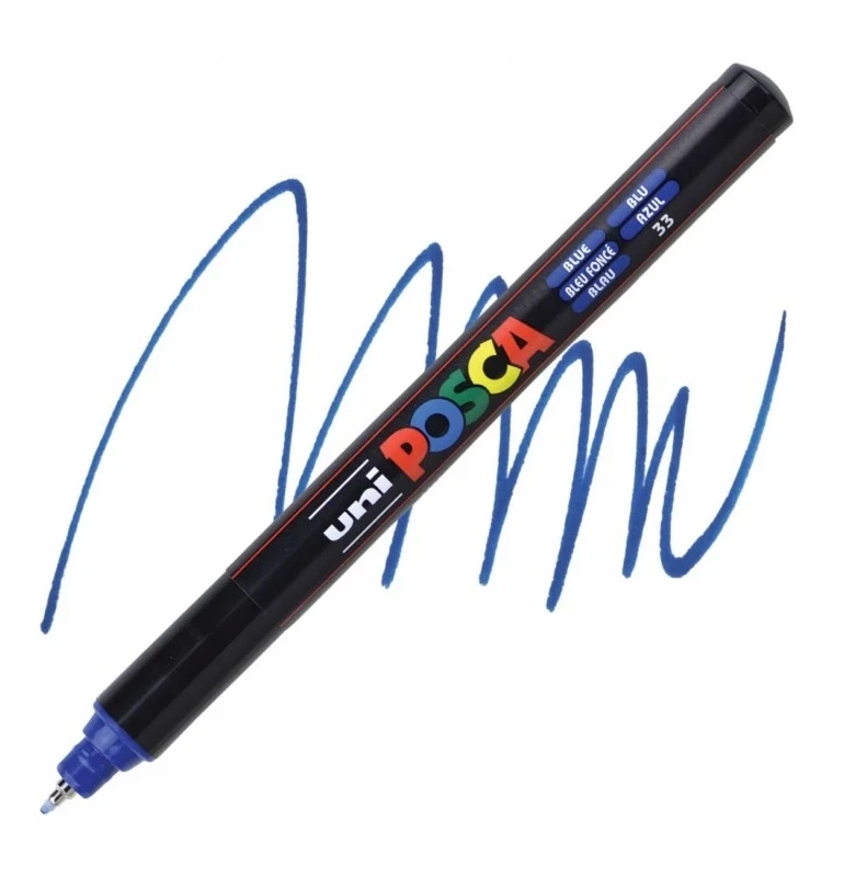 Žymeklis UNI Posca PC-1MR Mėlyna Nr. 33 dekoravimui adatiniu galu 0.7 mm mėlynas