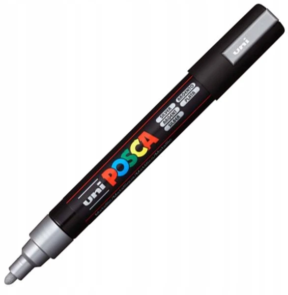 Žymeklis UNI Posca PC-5M, apvalus, 1.8 - 2.5 mm, sidabrinis