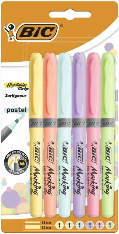 Žymeklių rinkinys Bic pastel, 6 vnt.