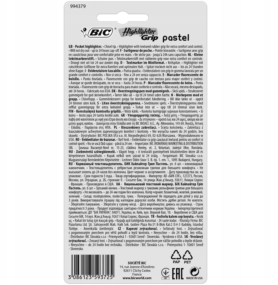 Žymeklių rinkinys Bic pastel, 6 vnt.