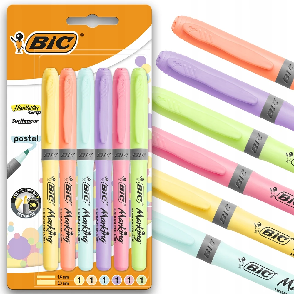 Žymeklių rinkinys Bic pastel, 6 vnt.