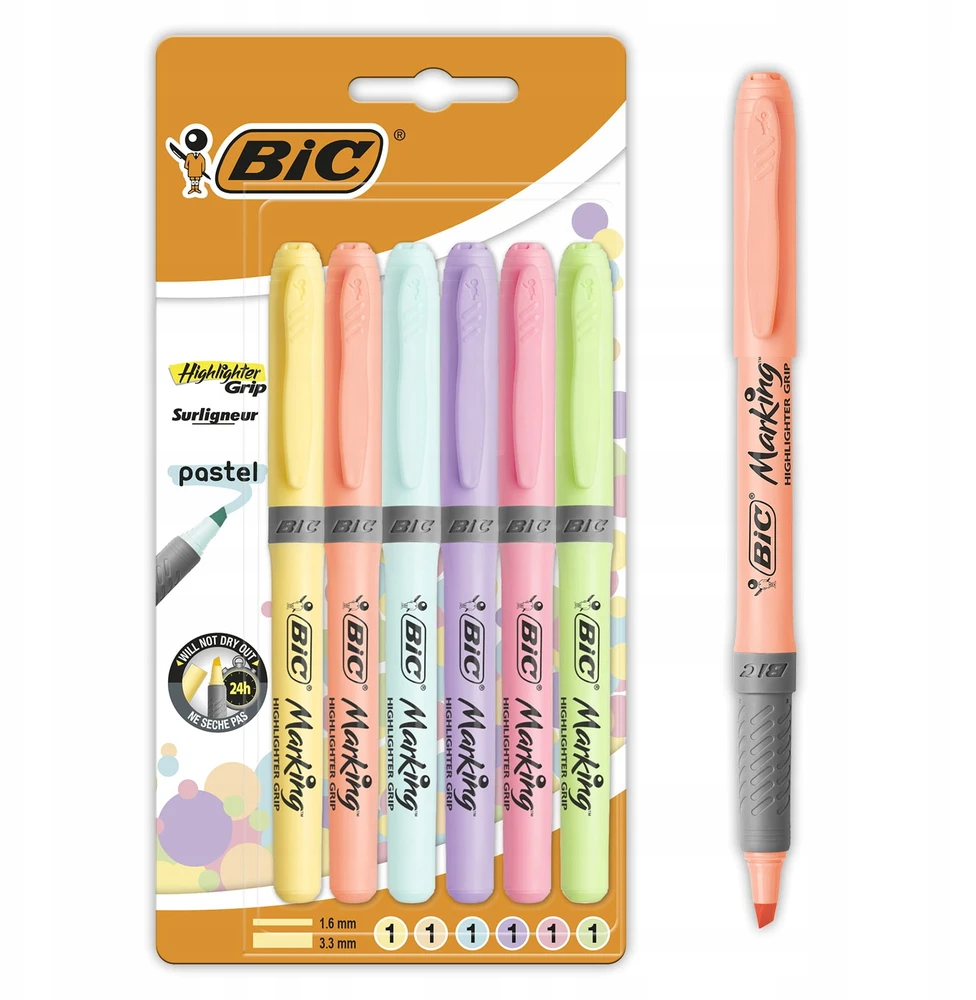 Žymeklių rinkinys Bic pastel, 6 vnt.