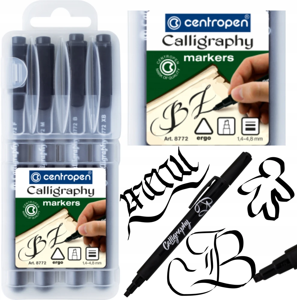 Žymeklių rinkinys Centropen Calligraphy 8772 1,4-4,8 mm 4 vnt.