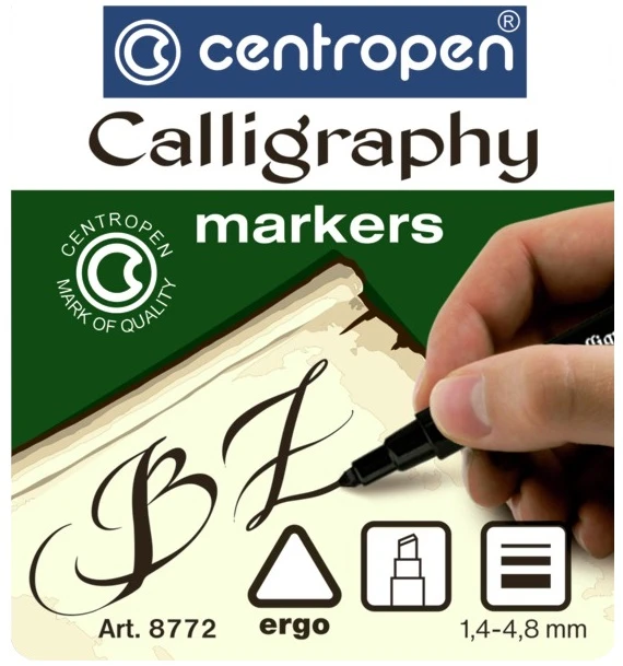 Žymeklių rinkinys Centropen Calligraphy 8772 1,4-4,8 mm 4 vnt.