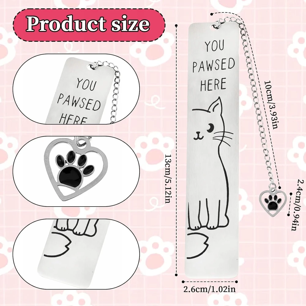 ŽYMĖS 13CM KATĖS KITTEN METALINIS PLIENAS KNYGŲ SKAITYTOJO DOVANA