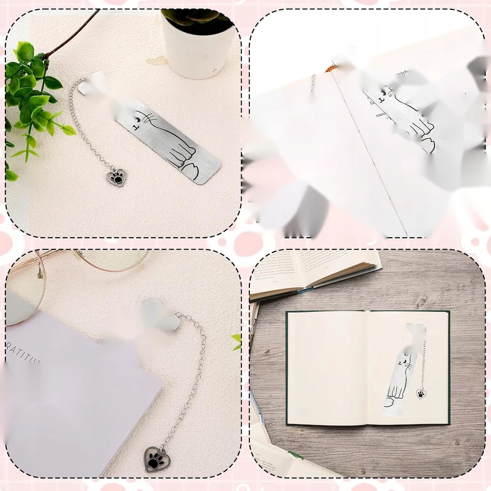 ŽYMĖS 13CM KATĖS KITTEN METALINIS PLIENAS KNYGŲ SKAITYTOJO DOVANA